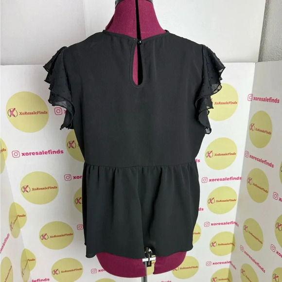 Women's Floral Embroidered Ruffle Sleeve Peplum Blouse Top - Picture 2 of 6